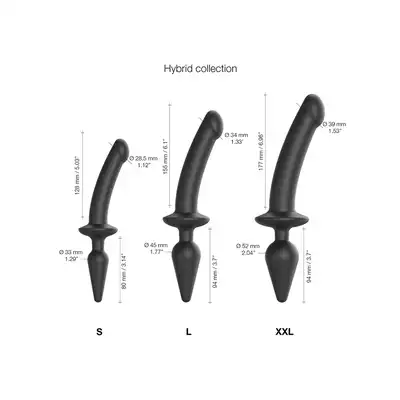 Strap-On-Me - Semi Real Switch Plug Black L - podwójna zabawa - podwójna przyjemność. Dildo oraz wtyczka analna