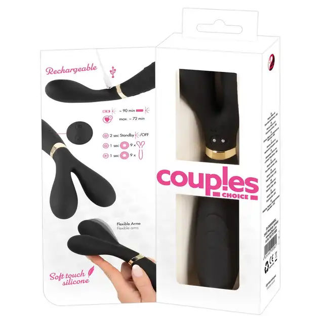 Couples Choice - 3 Motors Vibrator. Wszechstronny wibrator dwustronny, elastyczne ramiona i silne wibracje. Doświadcz potrójnej przyjemności