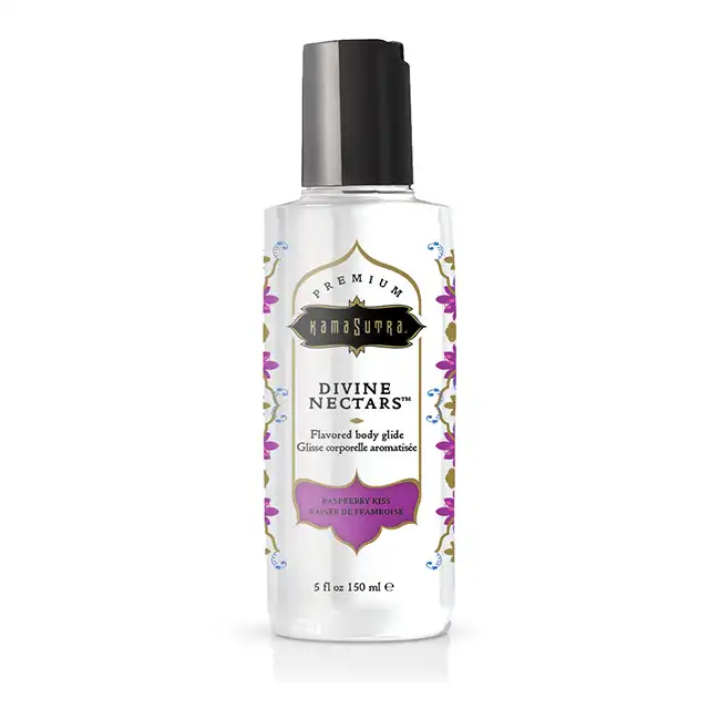 Kama Sutra - Divine Nectare Body Glide Raspberry Kiss 150 ml - smakowy lubrykant na bazie wody. Rozpływający się w ustach. Malina