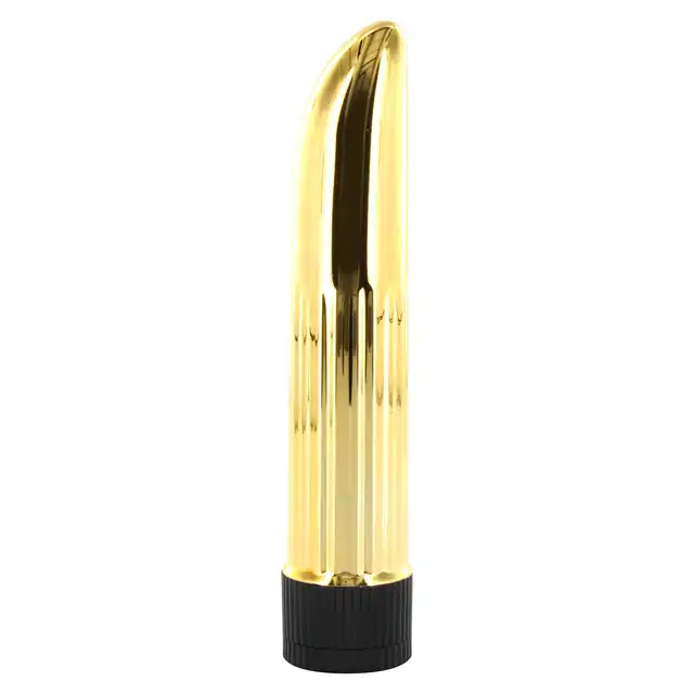 Seven Creations - Lady Finger Gold. Złoty wibrator o klasycznym kształcie. Stymulacyjna tekstura i płynnie regulowane wibracje