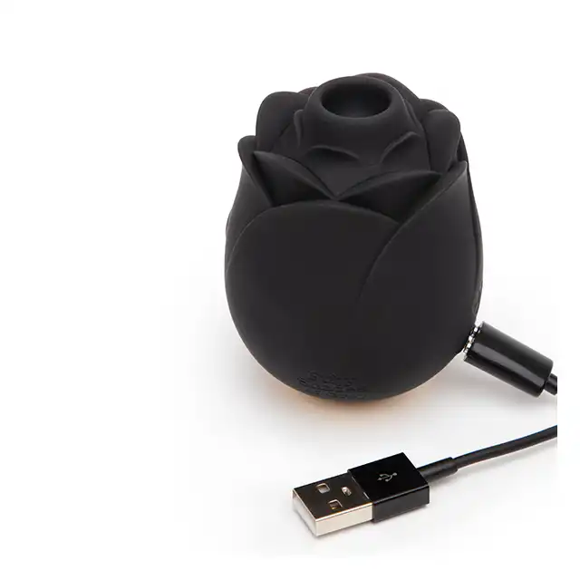 Fifty Shades of Grey - Suction Rose Black. Czarna różyczka do łechtaczki, stymulacja ciśnieniowa w trybie incognito