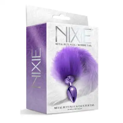 NIXIE METAL BUTT PLUG WITH OMBRE TAIL, PURPLE METALLIC