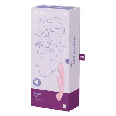 Satisfyer - Triple Oh Pink. Różowy wibrator do podwójnej stymulacji. Pobudzenie łechtaczki i punktu G, połączone z masażerem magiczna różdżka. Ergonomiczny kształt