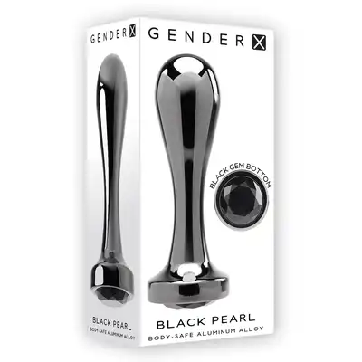Gender X - Black Pearl. Elegancka wtyczka analna w stylu gunmetal. Zaokrąglony zwężający się trzon zdobiony kryształkiem w podstawie