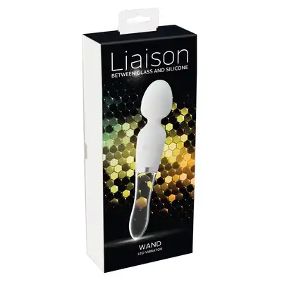 Liaison  - Wand LED Vibrator - ultranowoczesny dwustronny wibrator. Gładki silikon i najwyższej klasy szkło. Nieziemskie światło LED