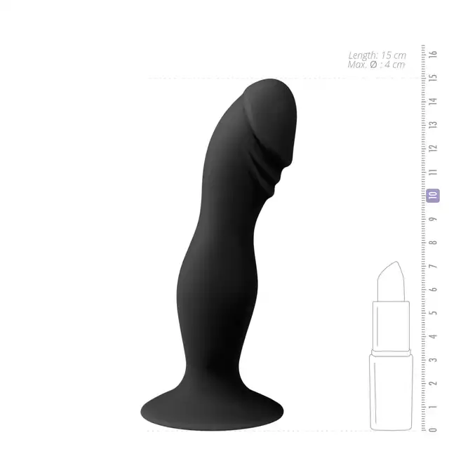 Easy Toys - Silicone Pleaser Black. Czarne silikonowe dildo analne z mocną przyssawką. Półrealistyczny design