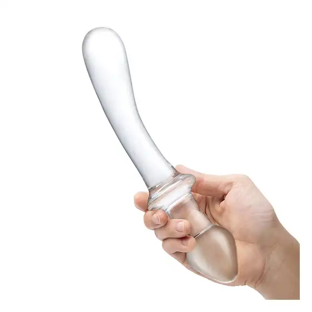 Gläs - Classic Curved Dual Ended Dildo 9.5”. Szklane podwójne dildo do stymulacji analnej i punktu G, hipoalergiczny materiał