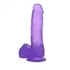 LoveToy - Jelly Studs Crystal Dildo Large Purple. Duże realistyczne dildo z przyssawką, giętki i sprężysty materiał