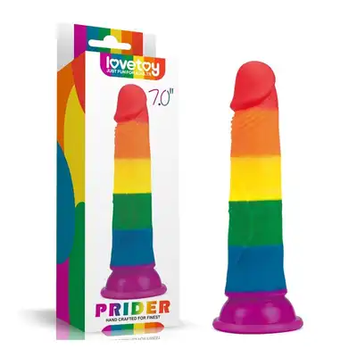 Lovetoy - Prider 7" Hand Crafted - dildo z mocną przyssawką w kolorze tęczy. Ręcznie wykonane