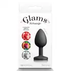 Glams -  Xchange Round Small. Elegancka wtyczka analna. 3 wymienne, różnokolorowe kryształki 