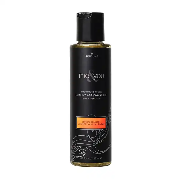 Sensuva - Me &amp; You Lemon, Ginger, Orange, Vanilla Massage Oil 125 ml - luksusowy olejek do masażu o zapachu cytryny, imbiru, pomarańczy i wanilii. Z feromonami