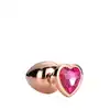 Dream Toys - Gleaming Love Rose Gold Plug S. Złota wtyczka analna z różowym klejnotem serduszkiem w podstawie, elegancja i przyjemność