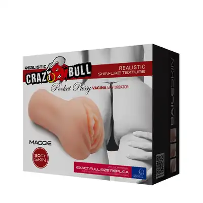 Crazy Bull - Maggie. Realistyczny masturbator w poręcznym wydaniu, wagina z rozchylonymi wargami i mocno teksturowanym wnętrzem
