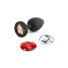 Glams -  Xchange Round Small. Elegancka wtyczka analna. 3 wymienne, różnokolorowe kryształki 