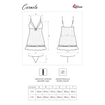 Livia Corsetti - Carmela L/XL. Koszulka nocna z przezroczystej, błyszczącej koronki i miękkiego satynowego materiału
