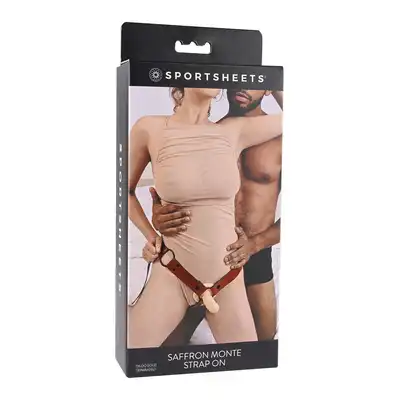 Sportsheets - Saffron Monte Strap On. Wygodna uprząż strapon z jockstrapami podkreslającymi pośladki