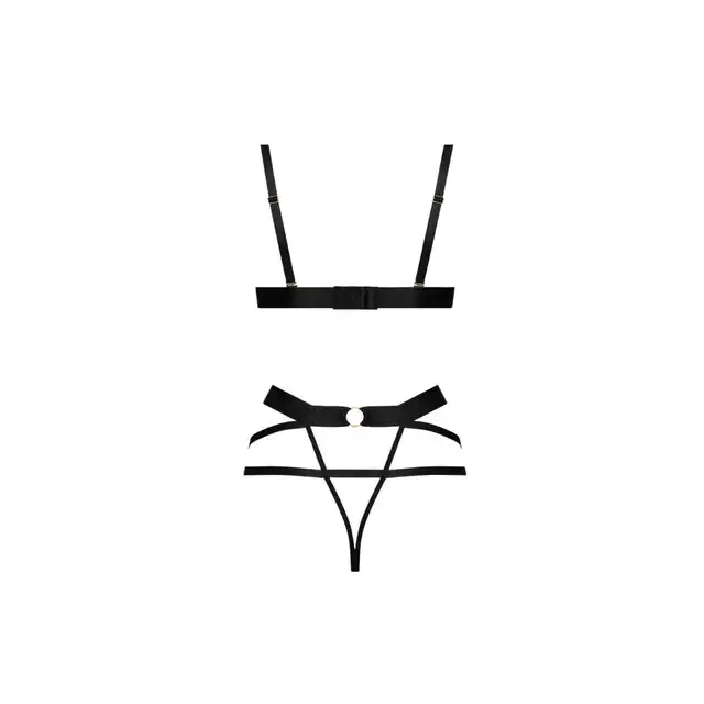 Anais Apparel - Izaro L/XL. Seksowny komplet bielizny o wzorze panterki. Niebanalny krój, ozdobne metalowe elementy i miękki, delikatny materiał