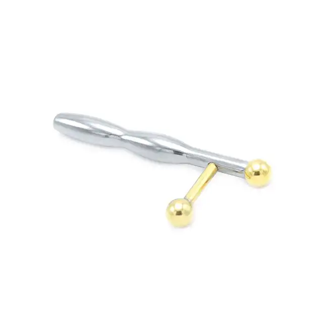 Oproducts - Penis Stick Steel &amp; Gold. Pusty w środku dilator ze stali umożlwiający kontrolę strumienia ejakulatu