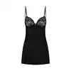 Obsessive - Serena Love Chemise XS/S. Czarna delikatna koszulka i stringi. Piękna koronka na biuście i delikatnie rozkloszowany dół
