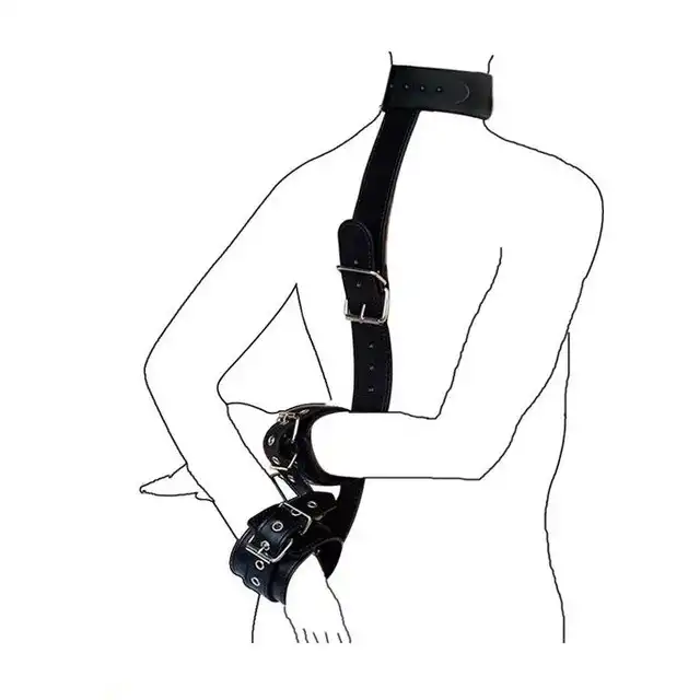 Passion Labs - Handcuff Retention Set Black. Zmysłowe kajdanki zniewalające połączone z obrożą i pasem na talię