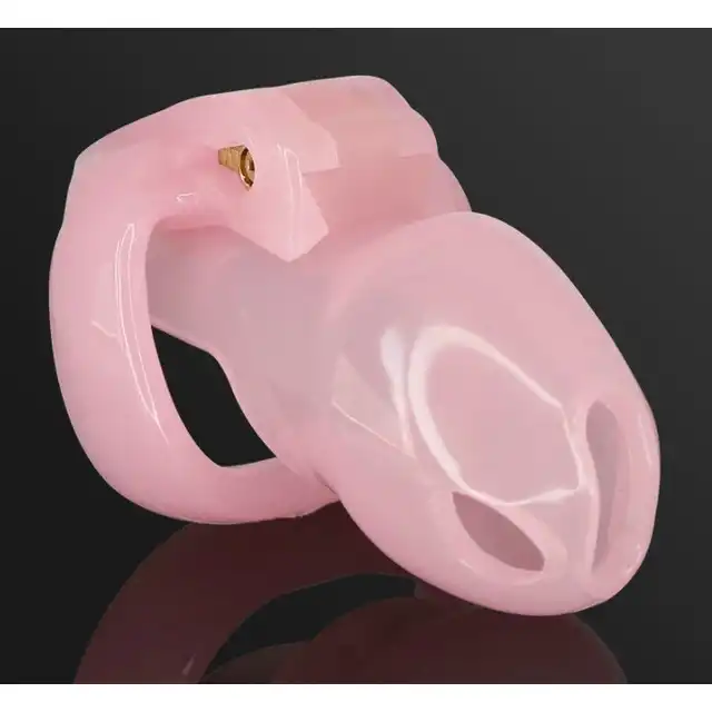 Mokko Toys - Prison Male Pink. Różowa półprzezroczysta klatka na penisa, zniewolenie w uroczym stylu