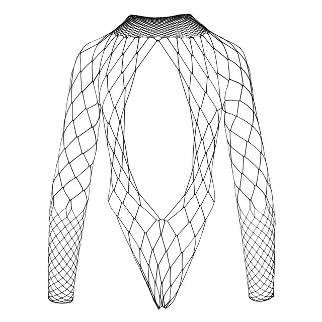 No:Xqse - Net Body S-L. Ekstrawaganckie body z grubej siateczki, Mocno wycięte nogi i plecy