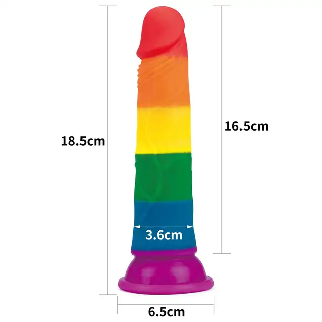 Lovetoy - Prider 7" Hand Crafted - dildo z mocną przyssawką w kolorze tęczy. Ręcznie wykonane