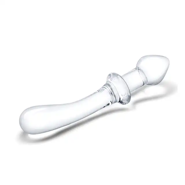 Gläs - Classic Curved Dual Ended Dildo 9.5”. Szklane podwójne dildo do stymulacji analnej i punktu G, hipoalergiczny materiał