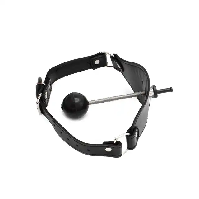 Oproducts - Ball Gag Deep Throat. Skórzany knebel z regulowaną śrubą i funkcją deep throat. Pełnia zniewolenia dla fanów BDSM