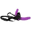 Sweet Smile - Super Soft Double Strap-On. Regulowany pas strap-on z podwójnym dildo, ultra gładki materiał. Podwójna przyjemność