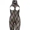 No:Xqse -  TW Catsuit Bodystocking S/L. Odważny bodystocking z otwartym biustem i kroczem. Pikantna koronka. 