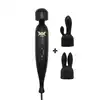 Pixey - Turbo Powerful Wired Wand Black. Potężna przewodowa magiczna różdżka w zestawie z 2 niezwykłymi nakładkami