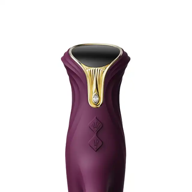 Zalo - Mose Purple. Luksusowy wibrator podwójny z funkcją ruchu posuwistego i stymulatorem łechtaczki, ekran u podstawy do szczegółowego monitorowania 