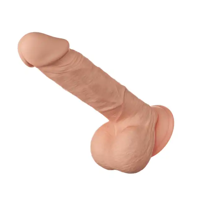 Baile - Beautiful Bahamut 8.5`. Naturalistyczne, żylaste dildo z jądrami i zarysowaną żołędzią. Podwójny, elastyczny materiał doskonale imituje ludzką skórę