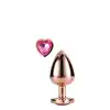 Dream Toys - Gleaming Love Rose Gold Plug S. Złota wtyczka analna z różowym klejnotem serduszkiem w podstawie, elegancja i przyjemność