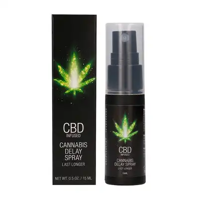CBD - Cannabis Delay Spray 15 ml. Delikatnie chłodzący spray wspomagający opóźnienie wytrysku z dodatkiem olejku CBD. 