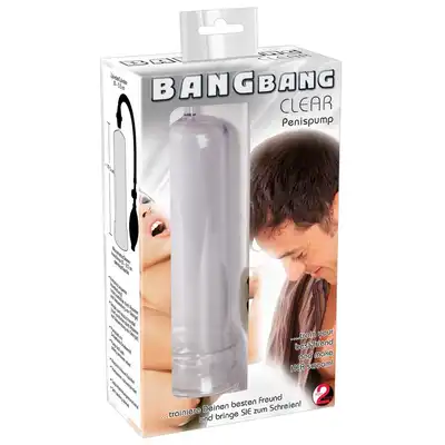 Bang Bang - Penis Pump Clear. Przezroczysta klasyczna pompa próżniowa, zapewnia efektywny trening penisa i potencji 