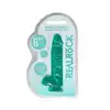 RealRock - Crystal Clear With Balls Turquoise 6". Realistyczne dildo z jądrami, przezroczysty materiał o trukusowym zabarwieniu