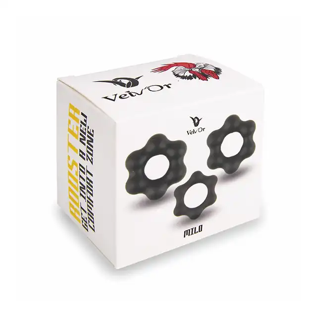 Velv'Or - Rooster Milo Pack Set Of Robust Cock Rings - zestaw trzech ringów na penisa o unikatowym kształcie. Zwiększ i wzmocnij swoją erekcję!