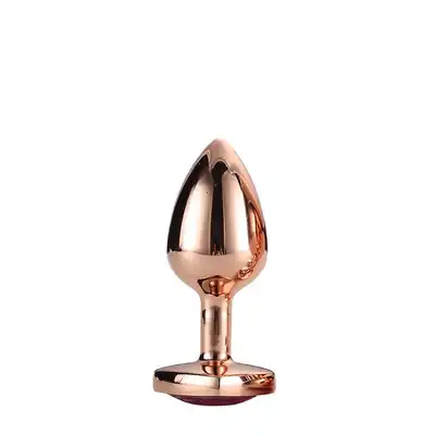 Dream Toys - Gleaming Love Rose Gold Plug S. Złota wtyczka analna z różowym klejnotem serduszkiem w podstawie, elegancja i przyjemność