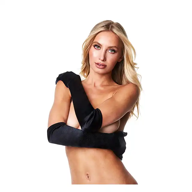 Baci - Satin Opera Glove Black. Satynowe rękawiczki o długości operowej. Czarne, elegancko połyskujące rękawiczki