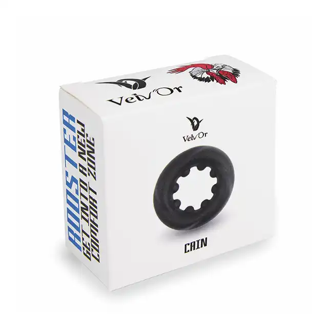 Velv'Or - Rooster Cain Bulky Cock Ring With Pressure Bumps - czarny ring na penisa ze stymulującymi wypustkami.