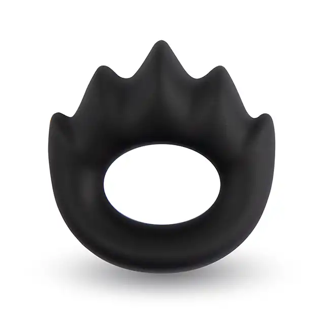 Velv'Or - Rooster Xander Oval Cock Ring With Stimulation Projections - czarny ring na penisa z pięcioma wypustkami stymulującymi. 