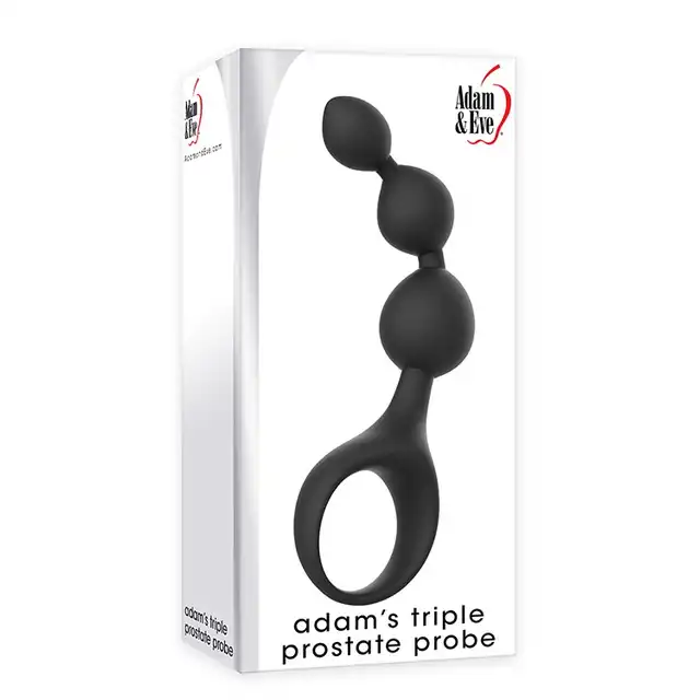 Adam &amp; Eve - Adams Triple Prostate Probe. Silikonowy stymulator prostaty z 3 rozszerzanymi kulkami i ergonomicznym pierścieniowym uchwytem