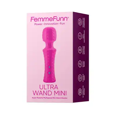 FemmeFunn - Ultra Wand Mini Pink. Wibrator magiczna różdżka z elastyczną główką i mocnymi wibracjami, ekskluzywne wykonanie