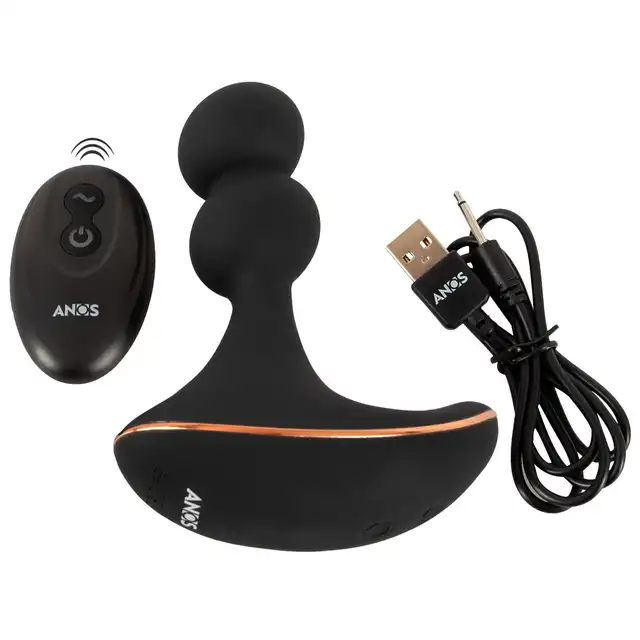 Anos - RC Rotating Prostate Massager with Vibration. Stymulator prostaty z funkcją rotacji i wibracji, podwójne kulki stymulacyjne