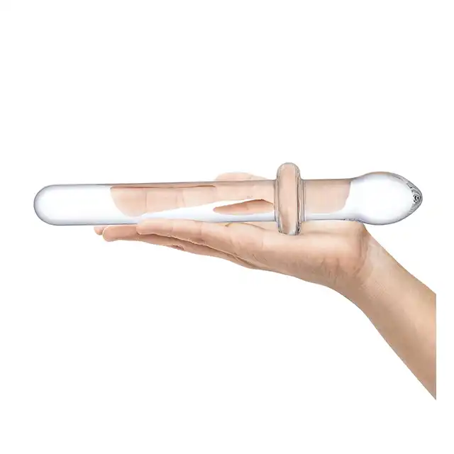 Gläs - Classic Smooth Dual Ended Dildo 9.25". Podwójne szklane dildo, prosty trzon i plug analny do wyrazistej stymulacji