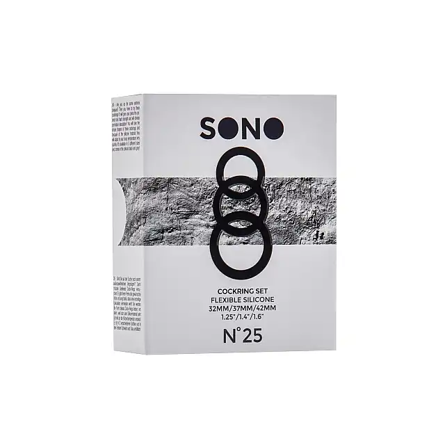 Sono - No.25 - Cockring Set - Grey. Zestaw ekskluzywnych ringów na penisa 