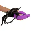 Sweet Smile - Super Soft Double Strap-On. Regulowany pas strap-on z podwójnym dildo, ultra gładki materiał. Podwójna przyjemność