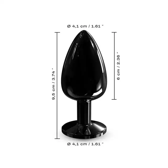 Dorcel - Diamond Plug Size L. Metalowa wtyczka analna z czarnym diamencikiem, ponad 4 cm średnicy